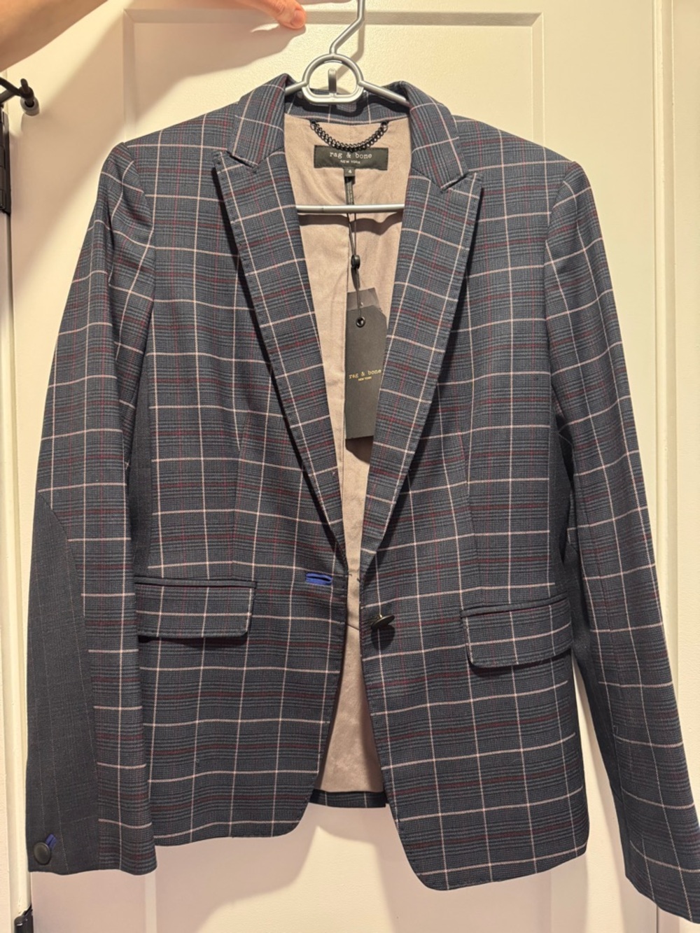 rag & bone Navy Windowpane Plaid Blazer